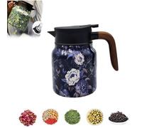 Infinitne Vintage Floral Pattern Teapot Built-in Infuser, 1000ml Vintage Floral Pattern Tea, Stainless Steel Teapots with Infuser, Temperature Control Tea Kettle for Loose Teas (Orchids)
