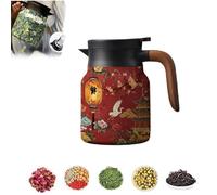 Infinitne Vintage Floral Pattern Teapot Built-in Infuser, 1000ml Vintage Floral Pattern Tea, Stainless Steel Teapots with Infuser, Temperature Control Tea Kettle for Loose Teas (Cranes)