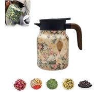Infinitne Vintage Floral Pattern Teapot Built-in Infuser, 1000ml Vintage Floral Pattern Tea, Stainless Steel Teapots with Infuser, Temperature Control Tea Kettle for Loose Teas (Plum blossoms)