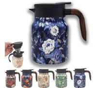 Infinitne Vintage Floral Teapot, Vintage Floral Pattern Tea Thermos - Built-In Infuser, Infinitne Vintage Floral Pattern Teapot, 316 Stainless Steel Insulated (Purple,800ml)