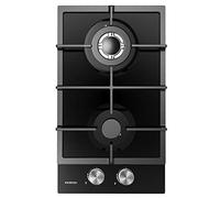 Infiniton - Piastra a gas GAS-CR2B, larghezza 30 cm, 2 fuochi, nero, tripla corona, accensione elettronica, pulizia facile, sicurezza termocoppia)