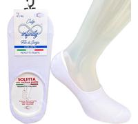 Infinity 6/12 PAIA CALZINI INVISIBILI SALVAPIEDE CON SILICONE ANTISCIVOLO MADE IN ITALY FANTASMINI IN COTONE FILO DI SCOZIA ELASTICIZZATO TRASPIRANTI FRESCHI MOCASSINO (39-42, Bianco)