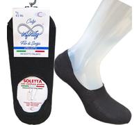 Infinity 6/12 PAIA FANTASMINI INVISIBILI SALVAPIEDE CON SILICONE ANTISCIVOLO, IN COTONE FILO DI SCOZIA ELASTICIZZATO TRASPIRANTI FRESCHI (43-46, 6 Paia Nero)