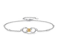 Infinity - Cavigliere da donna in argento Sterling con cuore, rosa, fiori di girasole, per la spiaggia, per la mamma, la moglie, la fidanzata, 9"+2", Argento sterling, Zirconia cubica