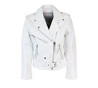 Infinity Chiodo Corto Bianco da Donna e Ragazza in Cuoio Stile Biker Brando Classico bianco 4xl