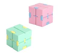Infinity Cube, Fidget Finger Toy in ABS, Mini Cubo Infinito Giocattolo di Decompressione per Bambini Adulti ADHD Disturbo Alleviare Stress e Ansia Tempo di Uccisione, Rosa, Verde (2 Pezzi)