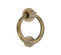 Infinity Decor Battente per porta ad anello in ottone antico stile vittoriano 110 mm - Battente elegante in ottone massiccio per porta d'ingresso anteriore cancello