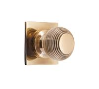 Infinity Decor Beehive - Pomello per credenza in ottone invecchiato, 30 mm, con piastra posteriore quadrata