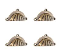 Infinity Decor Confezione da 4 maniglie a forma di mezza luna, con finitura in ottone anticato, adatte per credenze della cucina, porte, armadi, cassetti