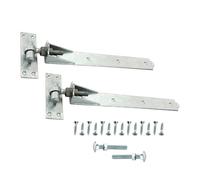 Infinity Decor Coppia di cerniere regolabili con gancio e fascetta zincate, resistenti, ideali per cancelli in legno, porte del garage, cancello da giardino (45,7 cm)