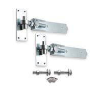 Infinity Decor Coppia di cerniere regolabili con gancio e fascetta zincate, resistenti, ideali per cancelli in legno, porte del garage, cancello da giardino (25,4 cm)