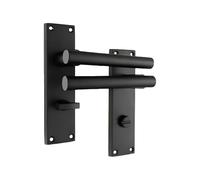 Infinity Decor Coppia di maniglie a leva diritte interne per porta privacy su piastra posteriore rettangolare coppia maniglie da bagno nero opaco ideale per porte interne ed esterne