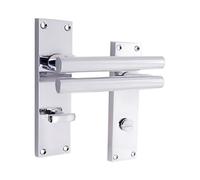 Infinity Decor Coppia di maniglie dritte a T su piastra posteriore per porta del bagno, design moderno, cromo lucido, set per porte interne/esterne