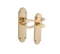 Infinity Decor Coppia di maniglie in ottone lucido stile vittoriano su piastra posteriore semicircolare per porta, set ideale per porte interne ed esterne