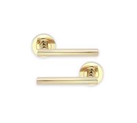 Infinity Decor Coppia di maniglie moderne con leva a T su finitura in ottone PVD rosa rotonda - maniglie adatte per porte interne ed esterne