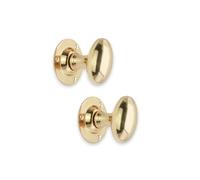 Infinity Decor Coppia di maniglie ovali in ottone lucido per porta a mortasa - Pomelli vittoriani per porte interne ed esterne