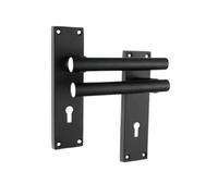Infinity Decor Coppia di maniglie per porta con serratura a leva dritta, stile moderno, con piastra posteriore rettangolare, finitura nera opaca, adatta per porte interne ed esterne