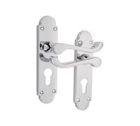 Infinity Decor Coppia di maniglie per porta in stile vittoriano in cromo lucido tradizionale su piastra posteriore semicircolare Euro Lock - ideale per porte interne ed esterne