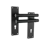 Infinity Decor Coppia di maniglie per porta rettangolari con leva, colore nero opaco, ideali per porte interne ed esterne