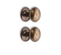 Infinity Decor Coppia di pomelli antichi a forma di fungo, martellati, 50 mm, per porte interne ed esterne