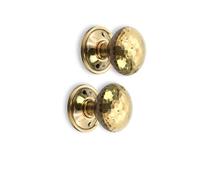 Infinity Decor Coppia di pomelli in ottone anticato martellato a forma di fungo, 50 mm, per porte interne ed esterne
