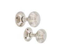 Infinity Decor Coppia di pomelli per porta a mortasa in nichel lucido, stile vittoriano, 55 mm, in ottone massiccio, per porte interne ed esterne