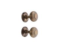Infinity Decor Coppia di pomelli per porta a mortasa in ottone massiccio, stile vittoriano, 55 mm, per porte interne ed esterne
