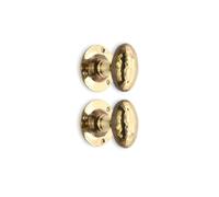 Infinity Decor Coppia di pomelli rotondi in ottone anticato vittoriano martellato, ovali, per porte interne ed esterne, 58 mm