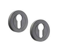 Infinity Decor Coppia di rosette rotonde standard con profilo europeo, finitura nera opaca, per porte interne ed esterne