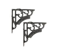 Infinity Decor Coppia di staffe a forma di L in stile vintage in ghisa resistente, in peltro, per scaffold board triangolari, staffe decorative da parete per libri, soggiorno