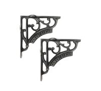 Infinity Decor Coppia di staffe a forma di L in stile vintage in ghisa resistente, in peltro, per scaffold board triangolari, staffe decorative da parete per libri, soggiorno