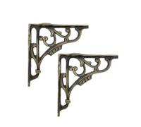 Infinity Decor Coppia di staffe decorative da parete in stile vintage, a forma di L, in ghisa opaca, anticate, per scaffalature, mensole, libri, soggiorno