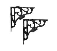 Infinity Decor Coppia di staffe per mensole in ghisa, resistenti, colore nero, per montaggio a parete, 150 x 150 mm, per mensole da cucina, soggiorno, supporto esterno