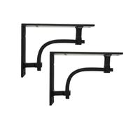 Infinity Decor Coppia di staffe per mensole in ghisa, resistenti, triangolari, galleggianti, per libri, soggiorno, supporto esterno (nero)