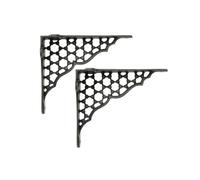 Infinity Decor Coppia di staffe rustiche in peltro a nido d'ape a forma di L, decorative da parete in ghisa, per case di campagna, giardino e mensole vintage