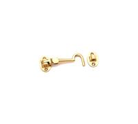 Infinity Decor Gancio e occhiello in ottone massiccio con chiusura silenziosa, 75 mm, per porte e finestre, cancelli con finitura in ottone lucido