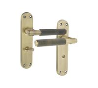 Infinity Decor Maniglia per porta del bagno zigrinata interna su piastra posteriore girevole a pollice, coppia opaca anticata, ideale per porte interne del bagno