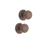 Infinity Decor Pomelli per porta a mortasa in bronzo invecchiato con design in corda georgiana, 50 mm, maniglie per porte in ottone massiccio, ideali per porte interne ed esterne