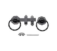 Infinity Decor Set di chiavistello ad anello per cancello da 150 mm, resistente, finitura in zinco nero, per cancelli da giardino in legno, capannoni, fienili e cancelli del garage (nero)