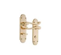 Infinity Decor Set di maniglie a leva in ottone lucido stile vittoriano curvo su piastra posteriore semicircolare per bagno maniglia per uso interno ed esterno