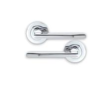 Infinity Decor Set di maniglie dritte per porta con rosetta, finitura cromata lucida, ideale per porte interne ed esterne