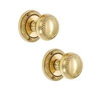 Infinity Decor Set di pomelli per porta a mortasa in ottone massiccio, stile georgiano, 50 mm, maniglie a molla in ottone lucido, ideali per porte interne ed esterne