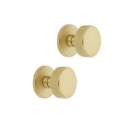 Infinity Decor Set di pomelli rotondi per porta a mortasa in ottone satinato, design zigrinato, 55 mm, maniglie in ottone massiccio per porte interne ed esterne