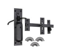 Infinity Decor Suffolk - Set di chiavistello per cancello in ferro epossidico resistente, ideale per cancelli da giardino, garage e capannoni in legno, colore: Nero