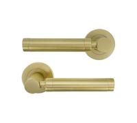 Infinity Decor Zishan - Set di maniglie a leva su rosetta, in ottone satinato e zinco, per porte interne