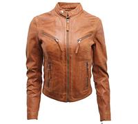 Infinity Donna Casuali del Rivestimento del Motociclista in Pelle Marrone 16