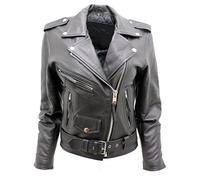 Infinity Elegante Brando Giacca del Motociclista in Pelle Nera delle Donne 16