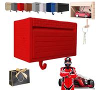 Infinity Garage Keychain Hanger, Car Key Holder Wall Mount with Opening Door, Tiny Key Hooks Wall Mounted for Entryway Office Home, Suitable Cars Lover's Key Organizer for Christmas (Brick Red)