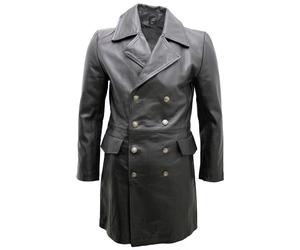 Infinity Giacca Militare Cappotto Uomo Nero In Pelle Nera