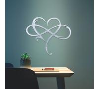 Infinity Heart Metal Wall Decor, Unique Infinity Heart Wall Decor Love Sign Plaque Steel Art Geometric Bedroom Ornaments Cut Out for Home, Wedding Decor (15.7x13.7in, Silver)